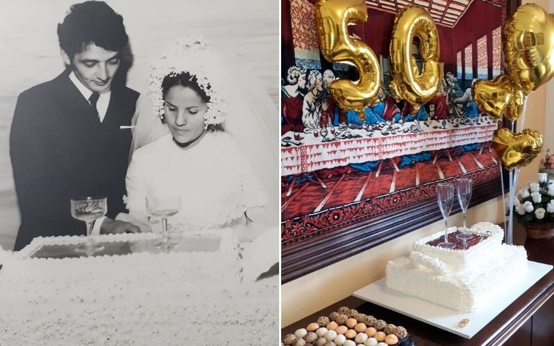 Da séri  Bolo de aniversário de ouro, Bolo de aniversário de 50 anos,  Decoração do bolo de aniversário