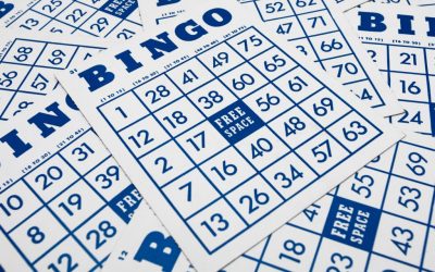Bingo game cards. Bingo numbers with blue and white background.